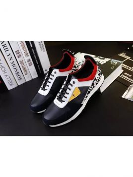 Fendi Silver Heel Chic Bugs Eye Motif Mens Multicolour Lace-up Sneakers In Calfskin Leather & Suede Leather 